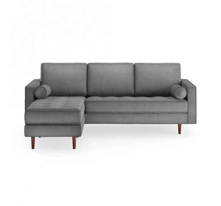 Aeon Bloomfield Performance Velvet Reversible Sectional Platinum