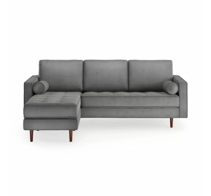 Aeon Bloomfield Performance Velvet Reversible Sectional Platinum
