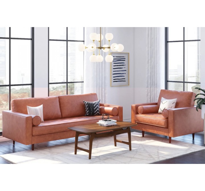 Aeon Zander Leather Sofa Caramel