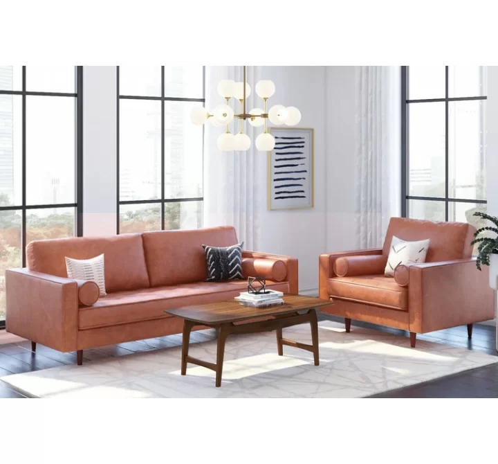 Aeon Zander Leather Sofa Caramel