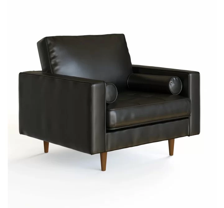 Aeon Bloomfield Upholstered Vegan Leather Arm Chair Midnight
