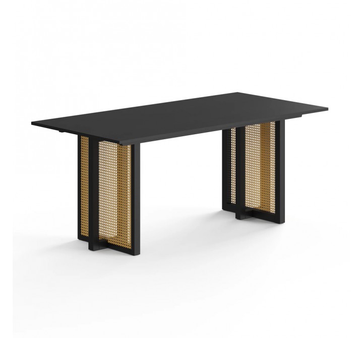 Aeon Havenwood Rectangular Dining Table with Cane Base Ebonized Oak Veneer