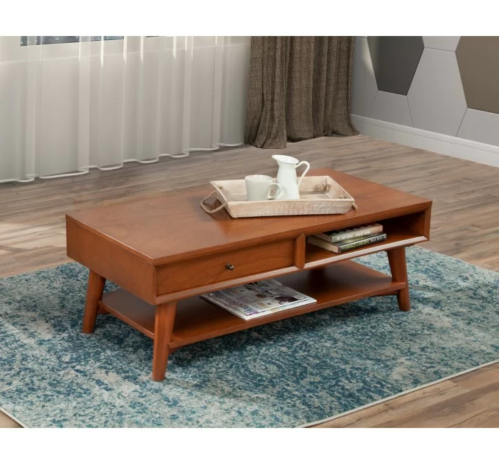 Alpine Furniture Flynn Coffee Table in Acorn - Lifestyle