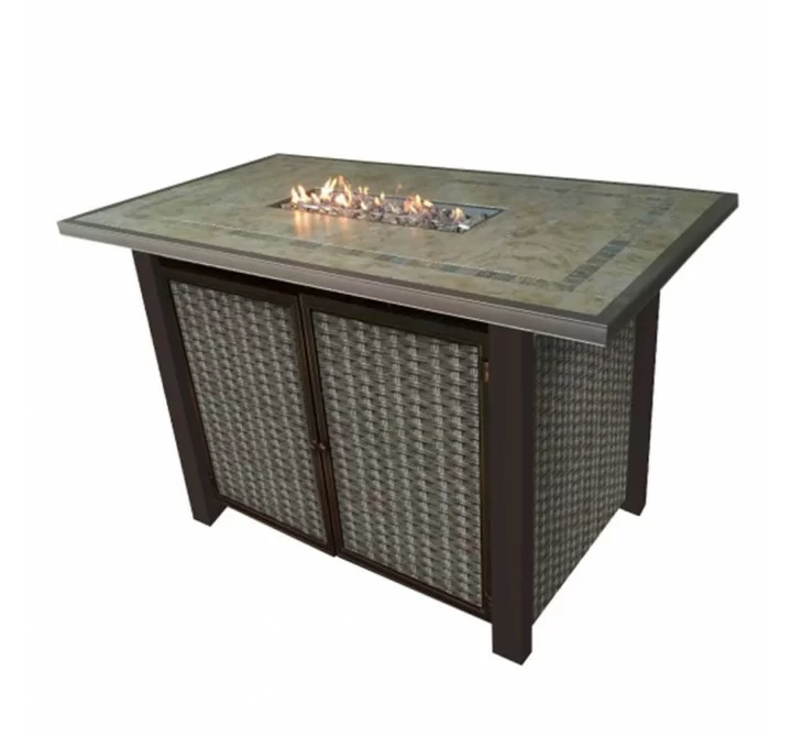 AZ Patio Heaters Rectangular Bar Height Tile Top Fire Pit with Wind Screen - Lifestyle