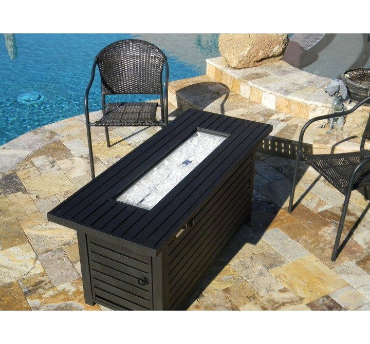 AZ Patio Heaters Outdoor Rectangle Fire Pit in Black Mocha with Wind Screen - Lifestyle