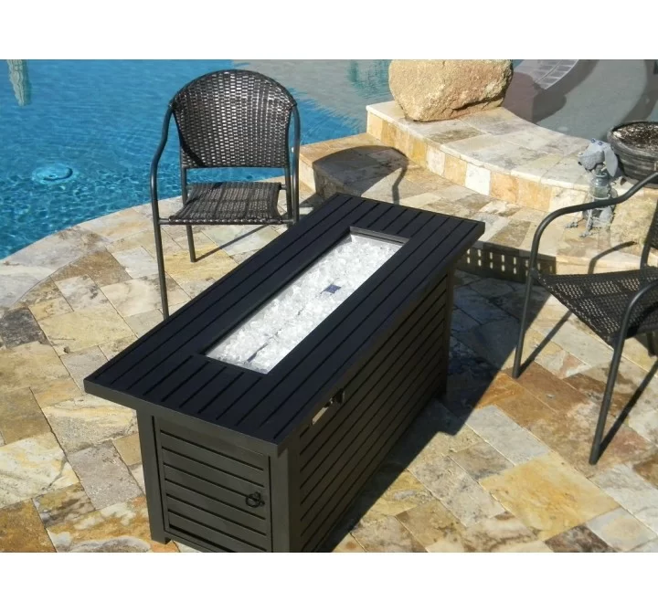 AZ Patio Heaters Outdoor Rectangle Fire Pit in Black Mocha with Wind Screen - Lifestyle