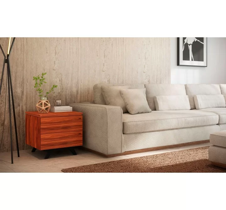 Furnitech Signature 24" Mid-Century Modern End Table in Iron Wood - Lifestyle