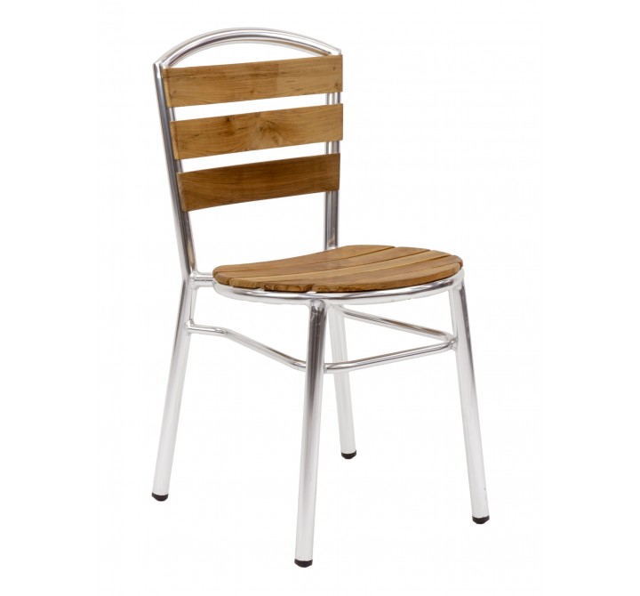 Aluminum Dining Chair - AL-308  - Polished Aluminum - Front