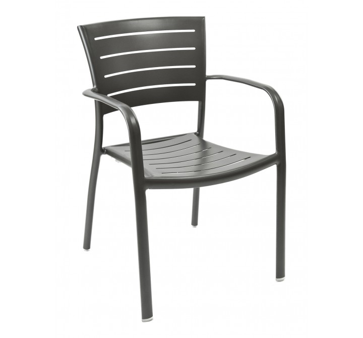 Aluminum Arm Chair W/ Groove Cut Out - Bronze