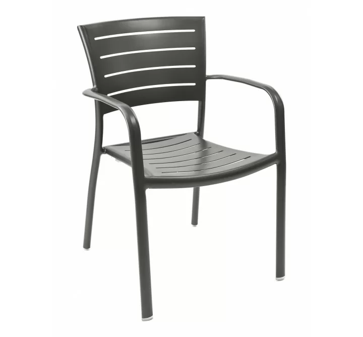 Aluminum Arm Chair W/ Groove Cut Out - Bronze