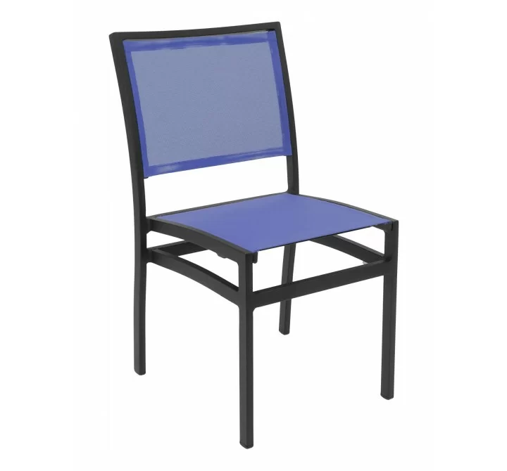 Aluminum Side Chair W/ Textile Back and Seat - Black and Blue