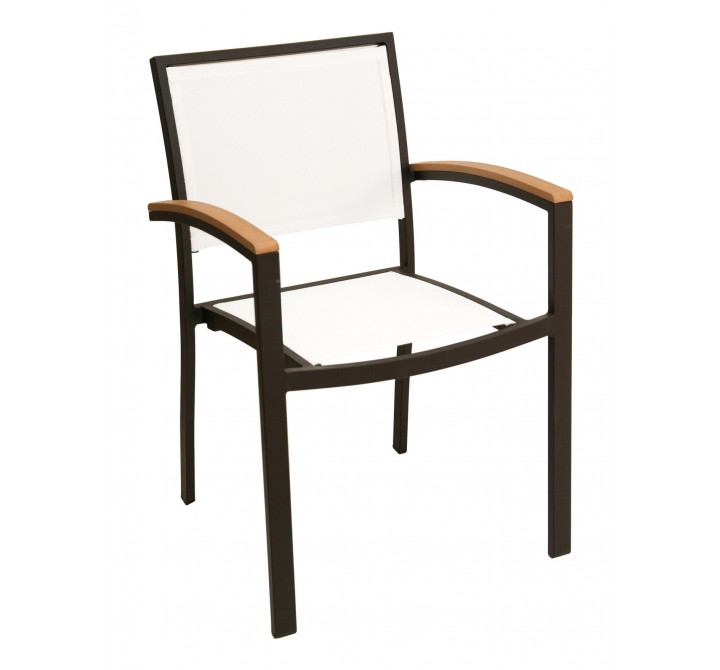 Aluminum Arm Chair W/ Textile Back and Seat - Black and White