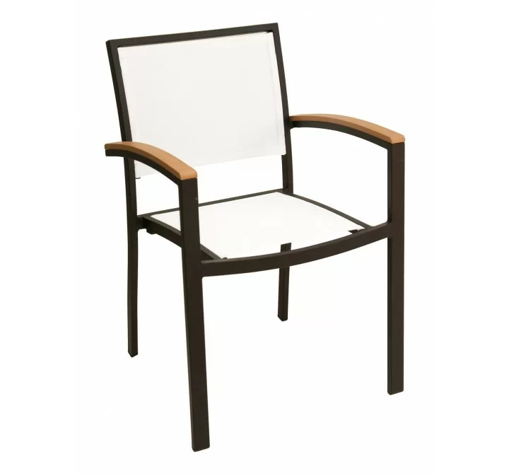 Aluminum Arm Chair W/ Textile Back and Seat - Black and White