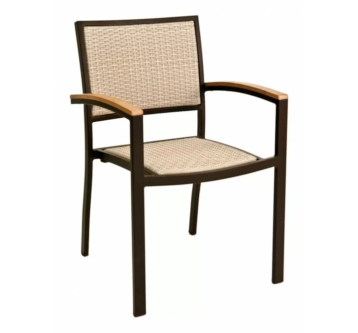 Florida Seating Aluminum Arm Chair with Woven Back and Seat - AL-5625