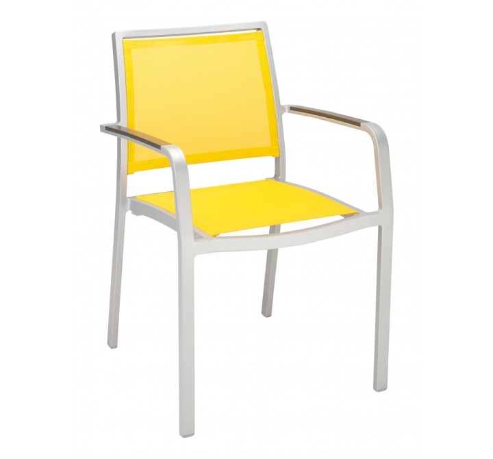 Aluminum Arm Chair with Silver Frame - Mango