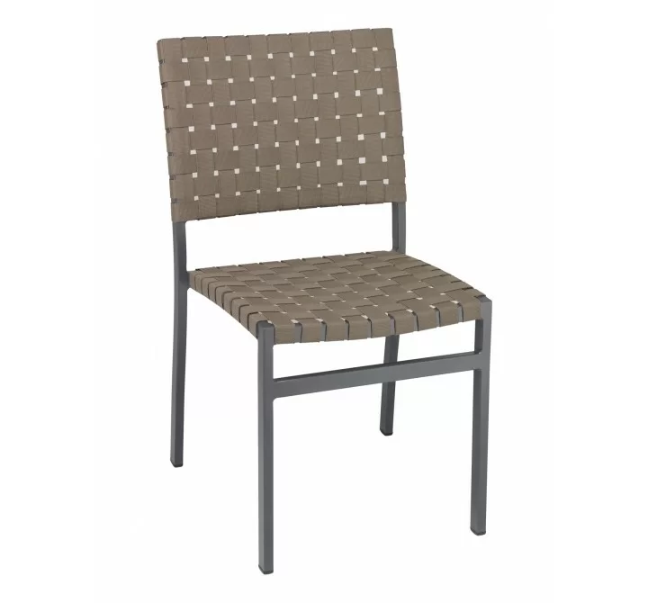 Powder Coating Aluminum Side Chair W/ Mesh Belt Seat and Back - Anthracite Black - Front