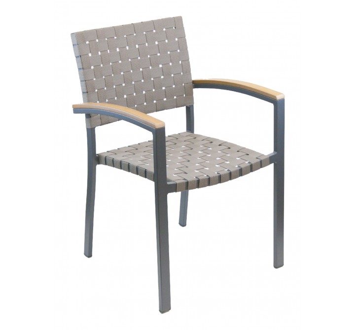 Aluminum Arm Chair W/ Mesh Belt Seat And Back - Anthracite Black
