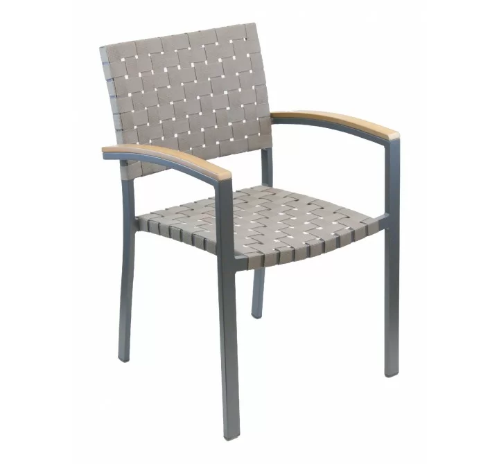 Aluminum Arm Chair W/ Mesh Belt Seat And Back - Anthracite Black