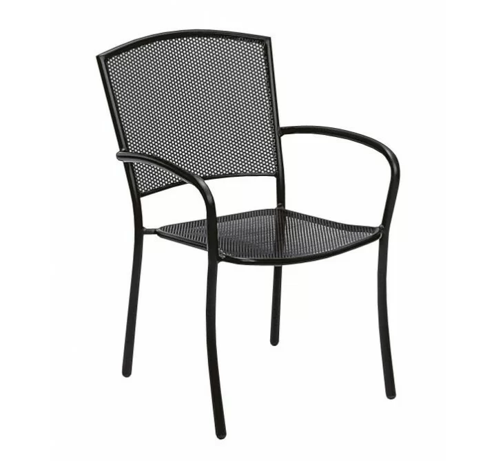 Woodard Café Series Albion Textured Black Arm Chair 