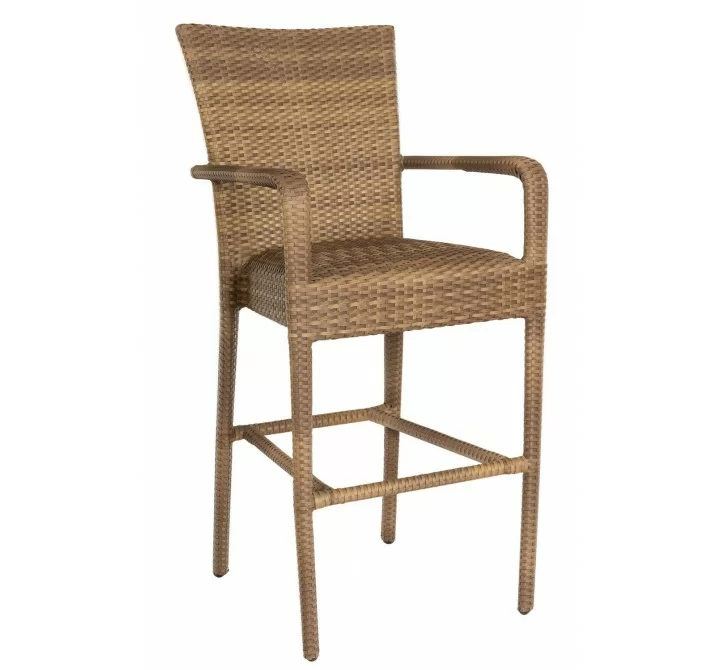 Woodard Et Cetera Padded Seat Bar Stool with Arms - Angled