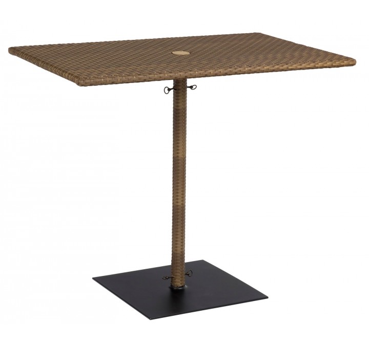 Woodard Et Cetera Rectangular Umbrella Bar Height Table with Weighted Base in Mocha