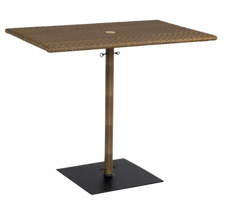 Woodard Et Cetera Rectangular Umbrella Bar Height Table with Weighted Base in Mocha