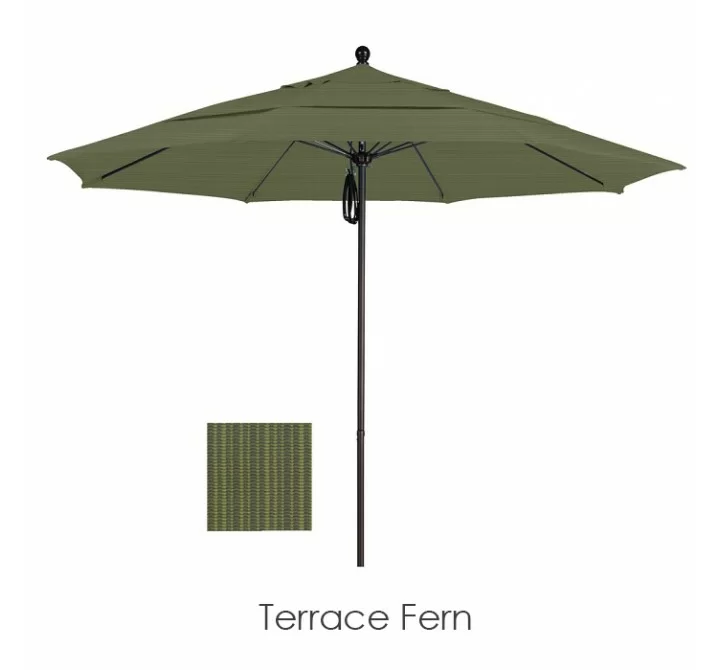 California Umbrella 11' Fiberglass Market Umbrella PO DVent Silver Anodized - Olefin