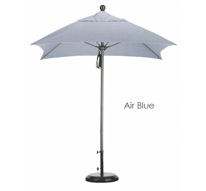 California Umbrella 6' Fiberglass Market Umbrella PO DVent Silver Anodized - Sunbrella