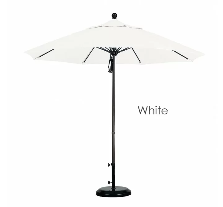 California Umbrella 9' Fiberglass Market Umbrella Pulley Open Bronze - Olefin