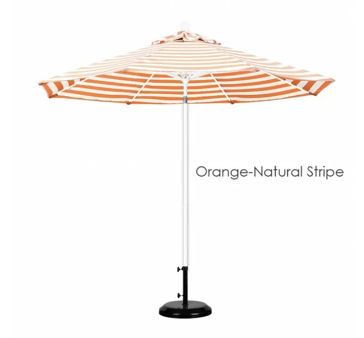 California Umbrella 9' Fiberglass Market Umbrella Pulley OpenM White - Olefin