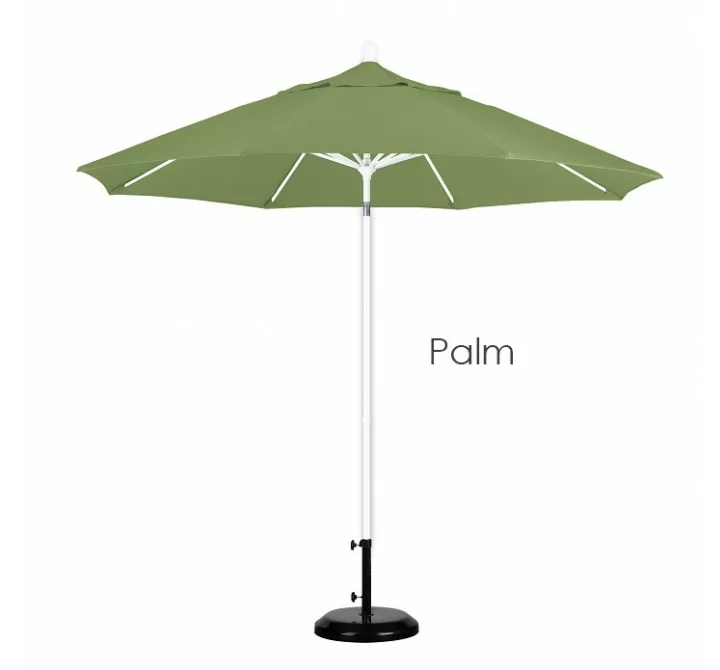 California Umbrella 9' Fiberglass Market Umbrella Pulley Open Matted White - Pacifica