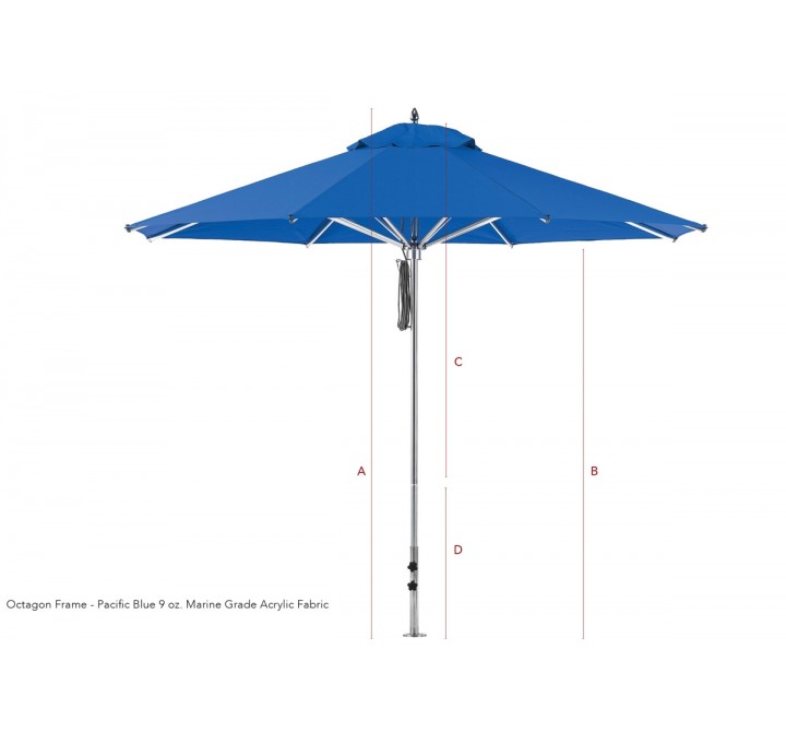 6 1/2' Square Four Panel Aluminum Market Umbrella