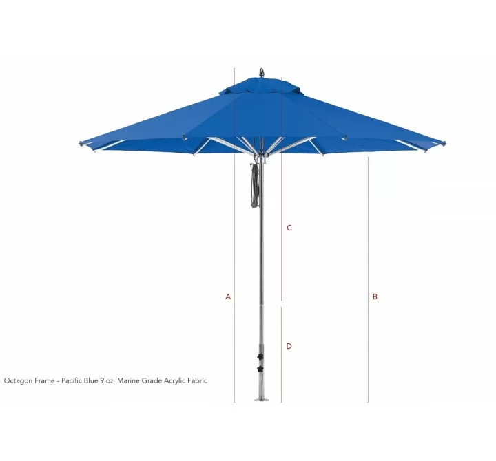 6 1/2' Square Four Panel Aluminum Market Umbrella
