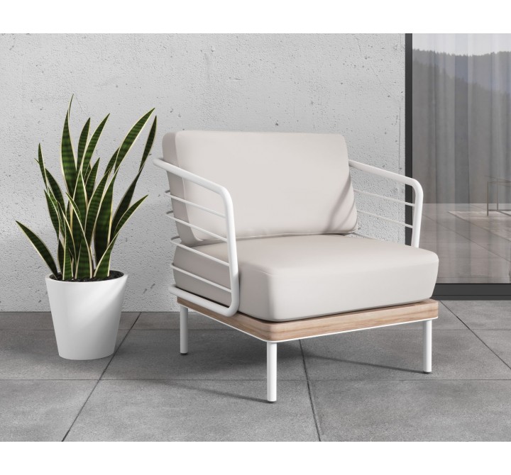 Sunpan Leon Lounge Chair - White - Palazzo Cream - Lifestyle