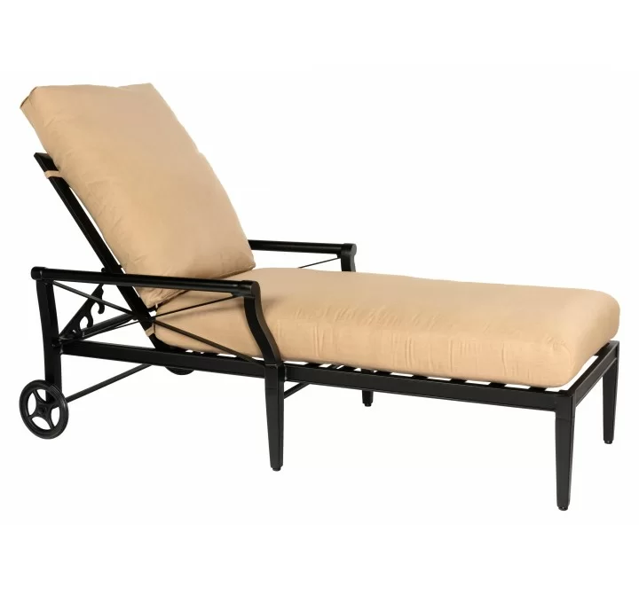 Woodard Andover Adjustable Chaise Lounge with Waterfall Cushion - Angled View
