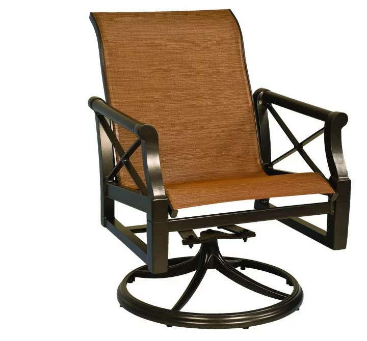 Woodard Andover Sling Swivel Rocking Dining Armchair 
