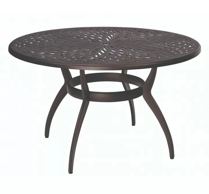 Woodard Apollo Round Umbrella Dining Table - Angled