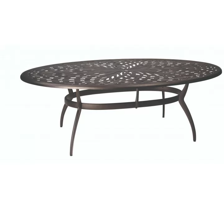 Woodard Apollo Oval Umbrella Dining Table - Angled