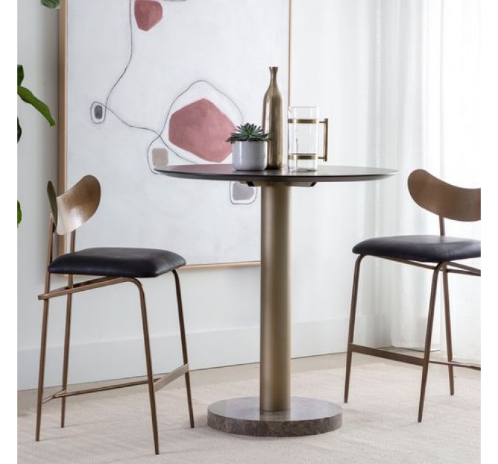 Sunpan Gibbons Counter Stool in Antique Brass - Charcoal Black Leather - Lifestyle