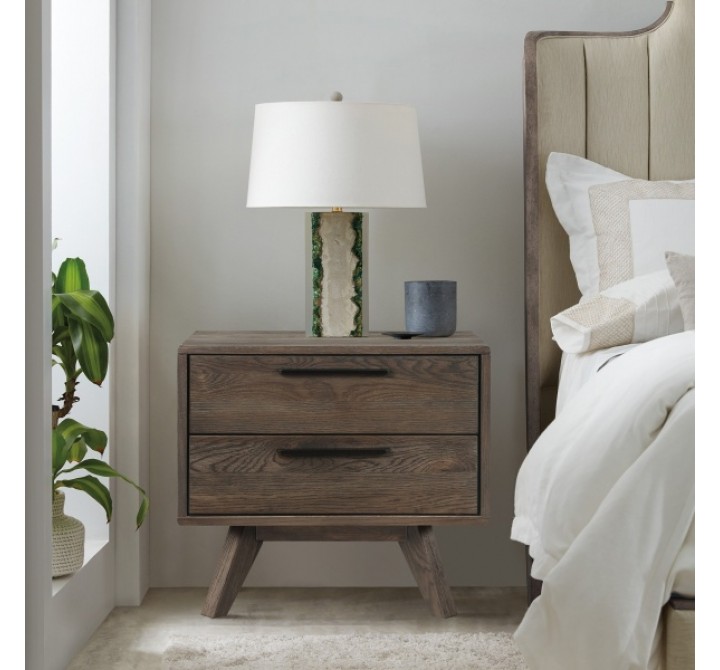 Armen Living Astoria Oak 2 Drawer Nightstand In Brown
