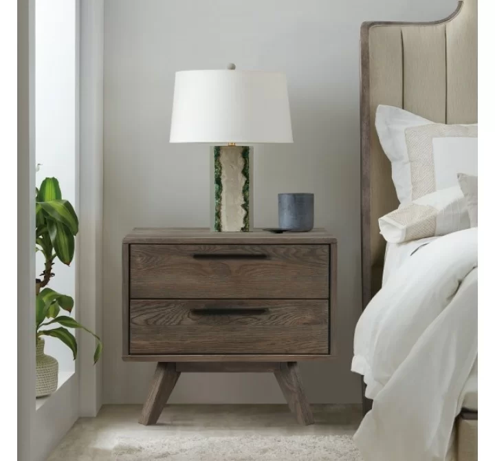 Armen Living Astoria Oak 2 Drawer Nightstand In Brown