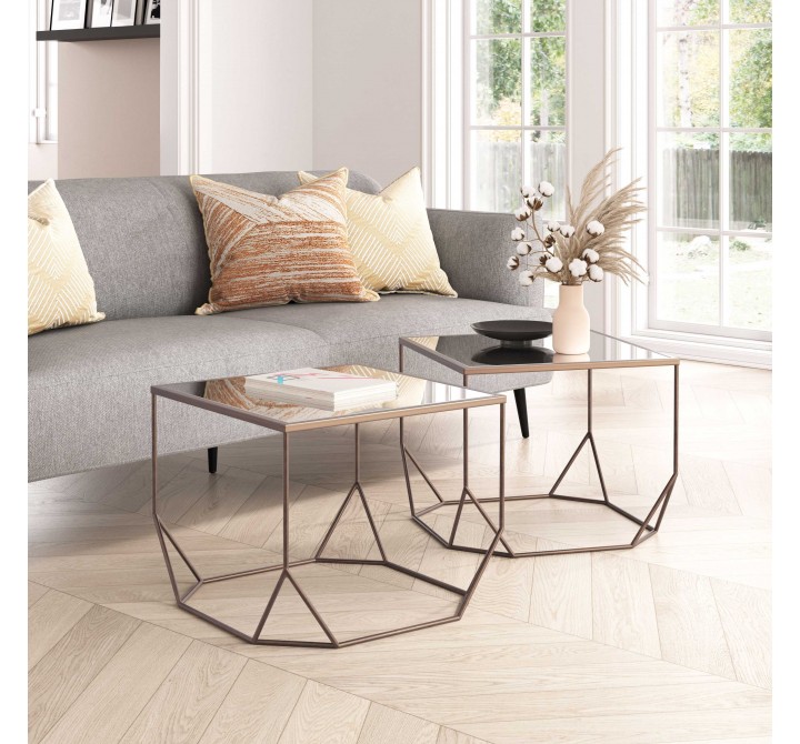 Arzon Coffee Table Set Bronze - Lifestyle 