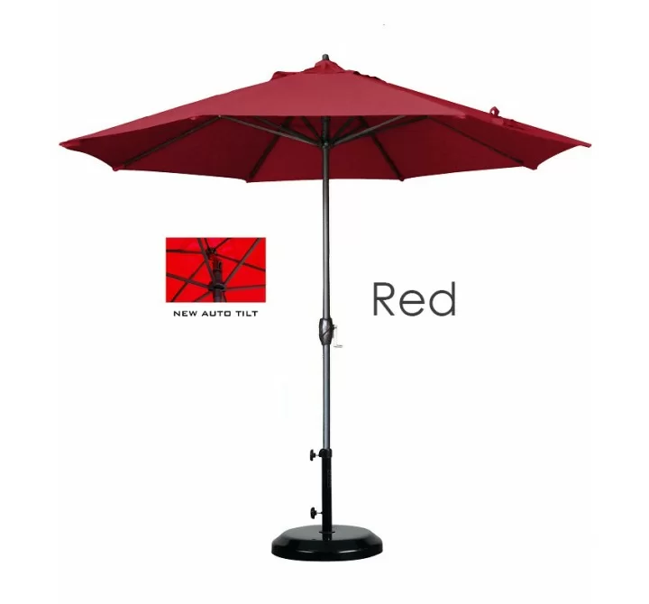 California Umbrella 9' Aluminum Market Umbrella Auto Tilt Crank Lift Bronze - Olefin