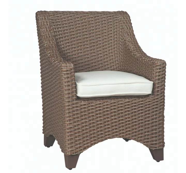 Woodard Augusta Wicker Dining Arm Chair - Angled
