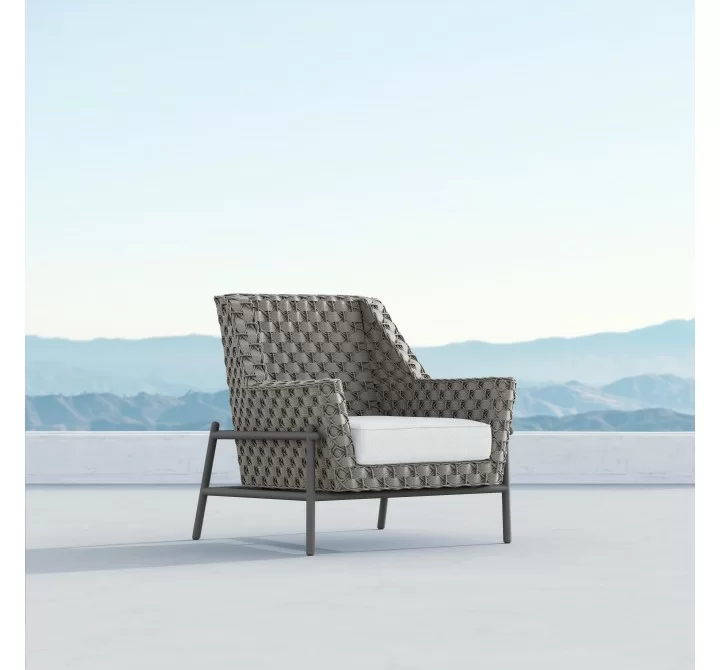 Azzurro Avalon Club Chair In Matte Charcoal Aluminum With Lava Gray All-Weather Rope - Lifestyle