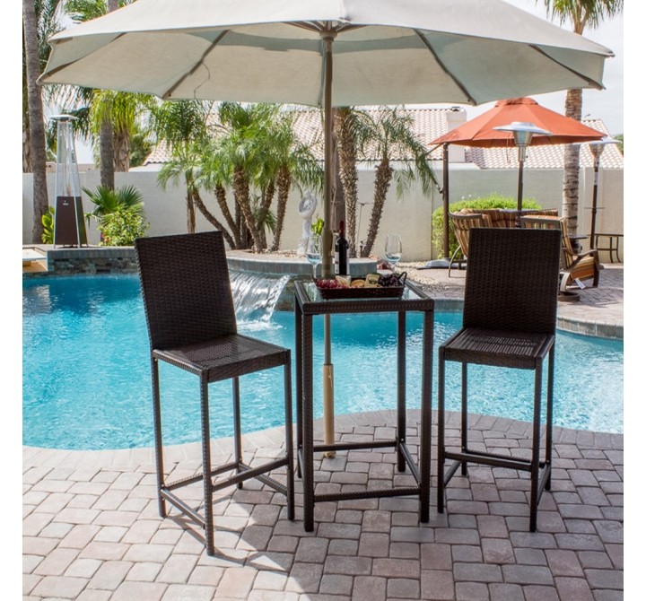 AZ Patio Heaters Bistro Patio Set in Dark Brown Wicker - Lifestyle