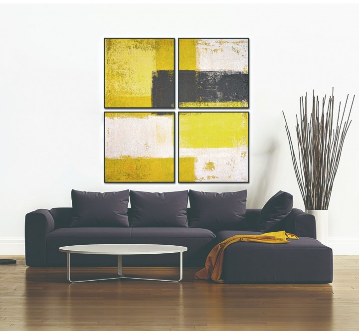 Amarillo 4-Piece 28"x28" (each) Canvas Wall Art in Black PS Frame - Lifestyle