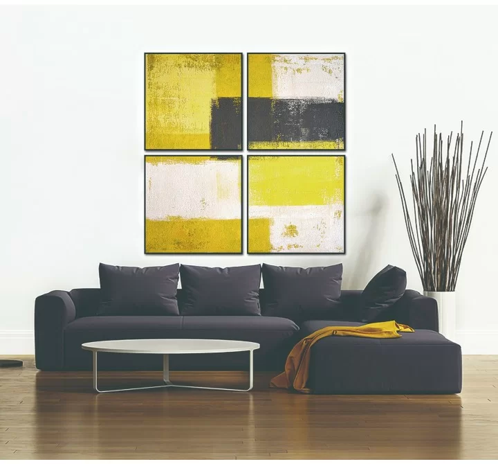 Amarillo 4-Piece 28"x28" (each) Canvas Wall Art in Black PS Frame - Lifestyle
