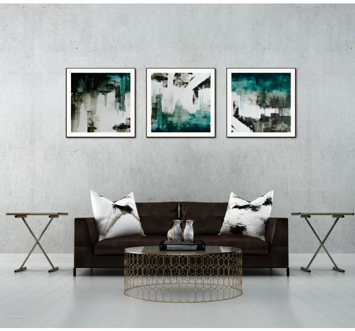 Whiteline Modern Living Maia 3-Piece 28"x28" (each) Canvas Wall Art in Black PS Frame - Lifestyle