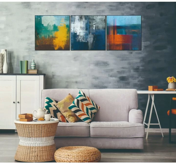 Whiteline Modern Living Terra 3-Piece 28"x28" (each) Canvas Wall Art With Black PS Frame - Lifestyle